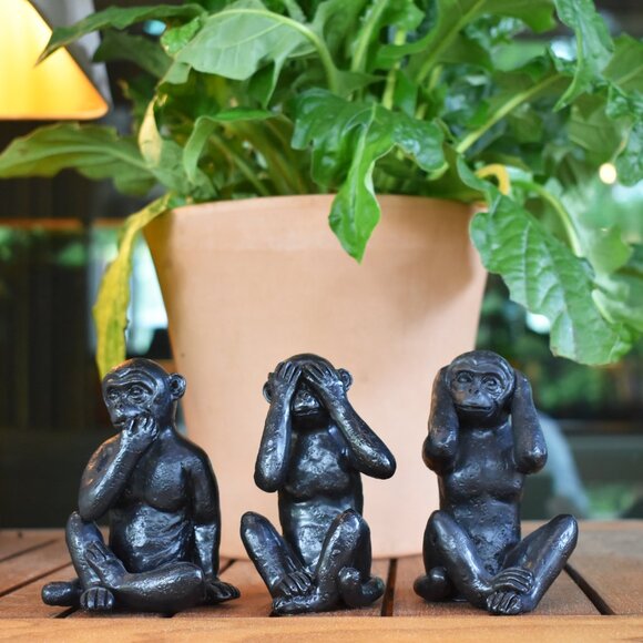 Adam & Friends Home Decor See No Evil, Hear No Evil, Speak No Evil Sculpture - Picture 6 of 6